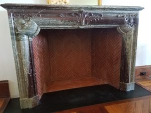 herringbone firebox with marble mantel